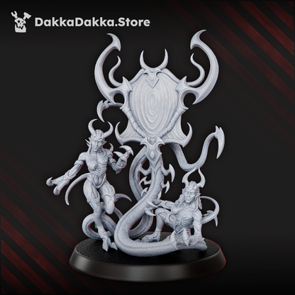 Hellspawn Daemons of Lust Sacred Mirror, Hellspawn proxy miniature, 28mm heroic scale unpainted resin, view 2