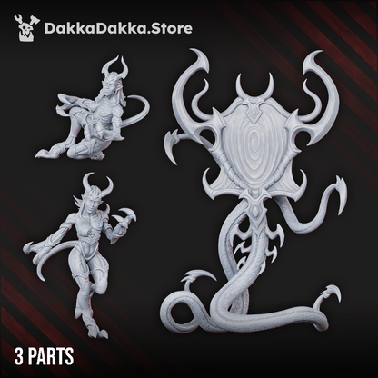 Hellspawn Daemons of Lust Sacred Mirror, Hellspawn proxy miniature, 28mm heroic scale unpainted resin, view 4