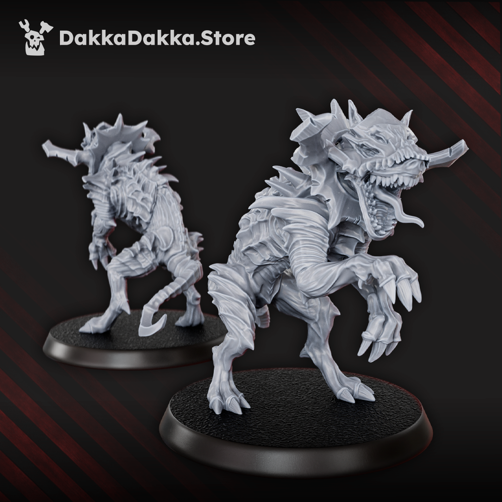 Hellspawn Hounds of the Wormhole x5 (5 Units), Hellspawn proxy miniature, 28mm heroic scale unpainted resin, view 2
