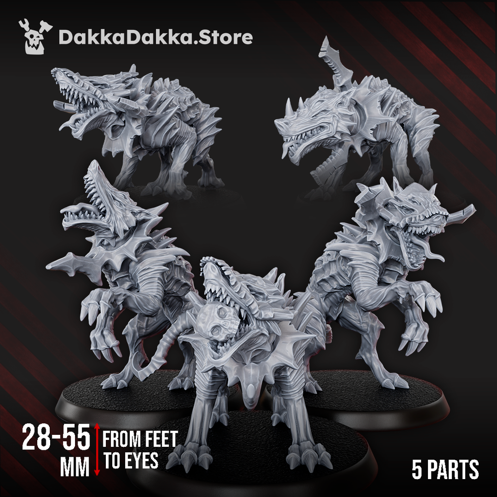 Hellspawn Hounds of the Wormhole x5 (5 Units), Hellspawn proxy miniature, 28mm heroic scale unpainted resin, view 3
