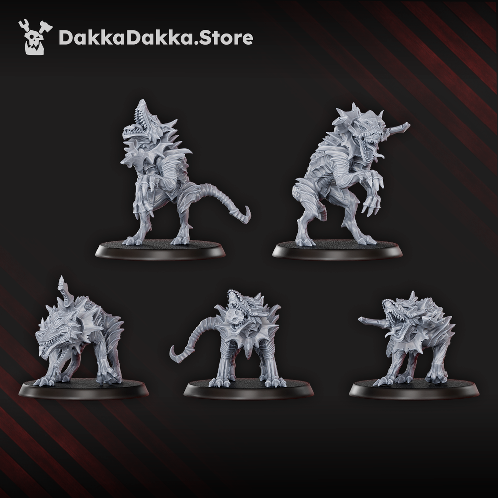 Hellspawn Hounds of the Wormhole x5 (5 Units), Hellspawn proxy miniature, 28mm heroic scale unpainted resin, view 4