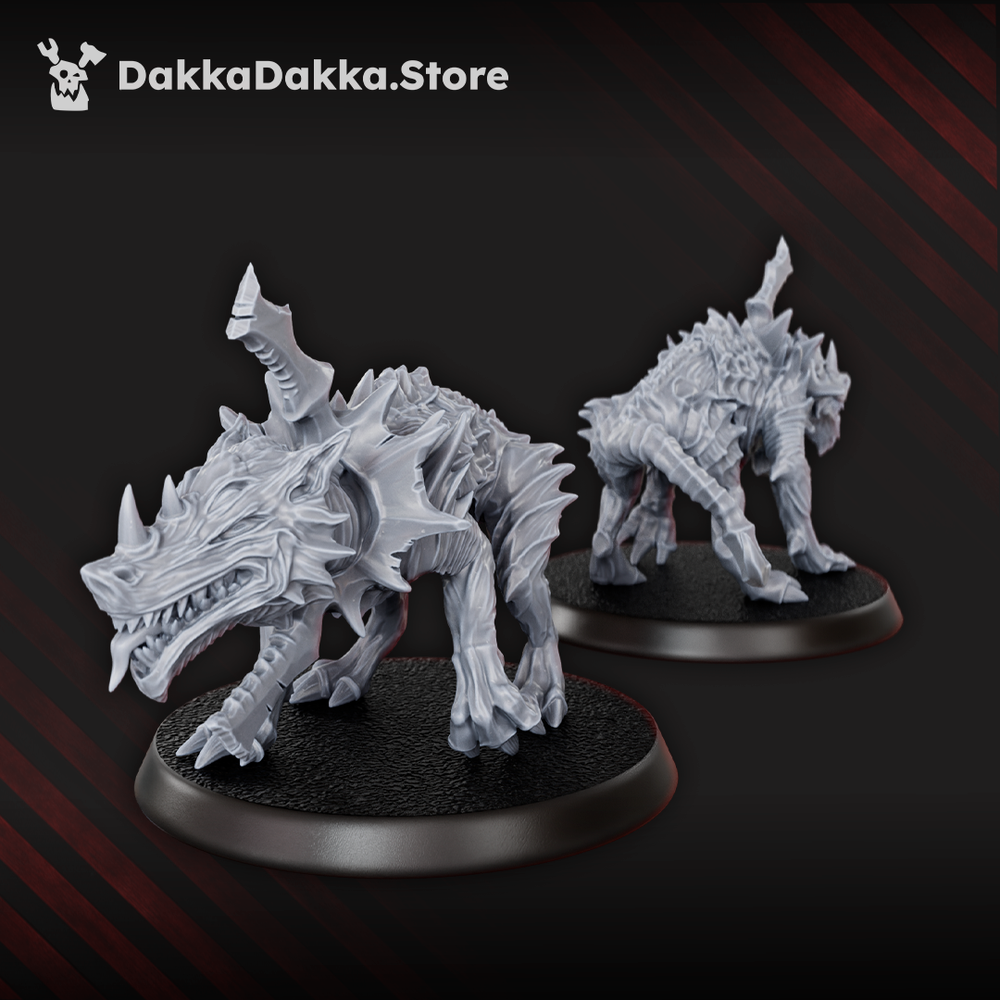 Hellspawn Hounds of the Wormhole x5 (5 Units), Hellspawn proxy miniature, 28mm heroic scale unpainted resin, view 5