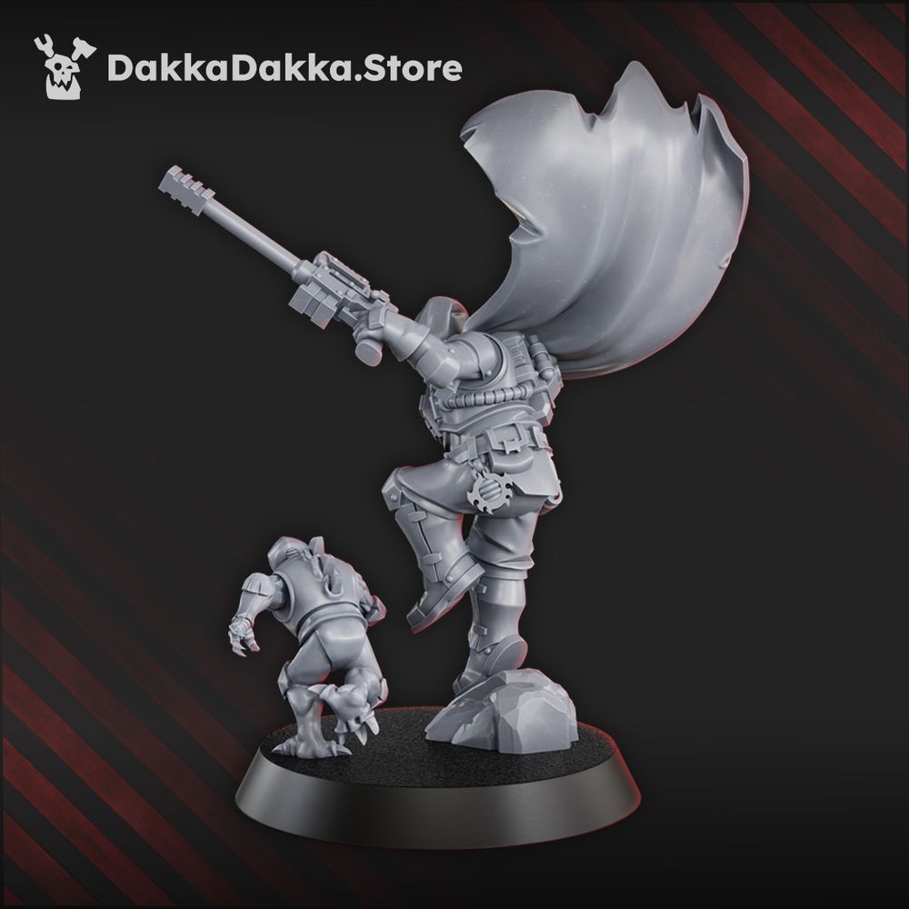 Hive Citizens CHC Assassinator, Hive Citizens proxy miniature, 28mm heroic scale unpainted resin, view 4