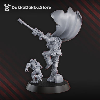 Hive Citizens CHC Assassinator, Hive Citizens proxy miniature, 28mm heroic scale unpainted resin, view 4