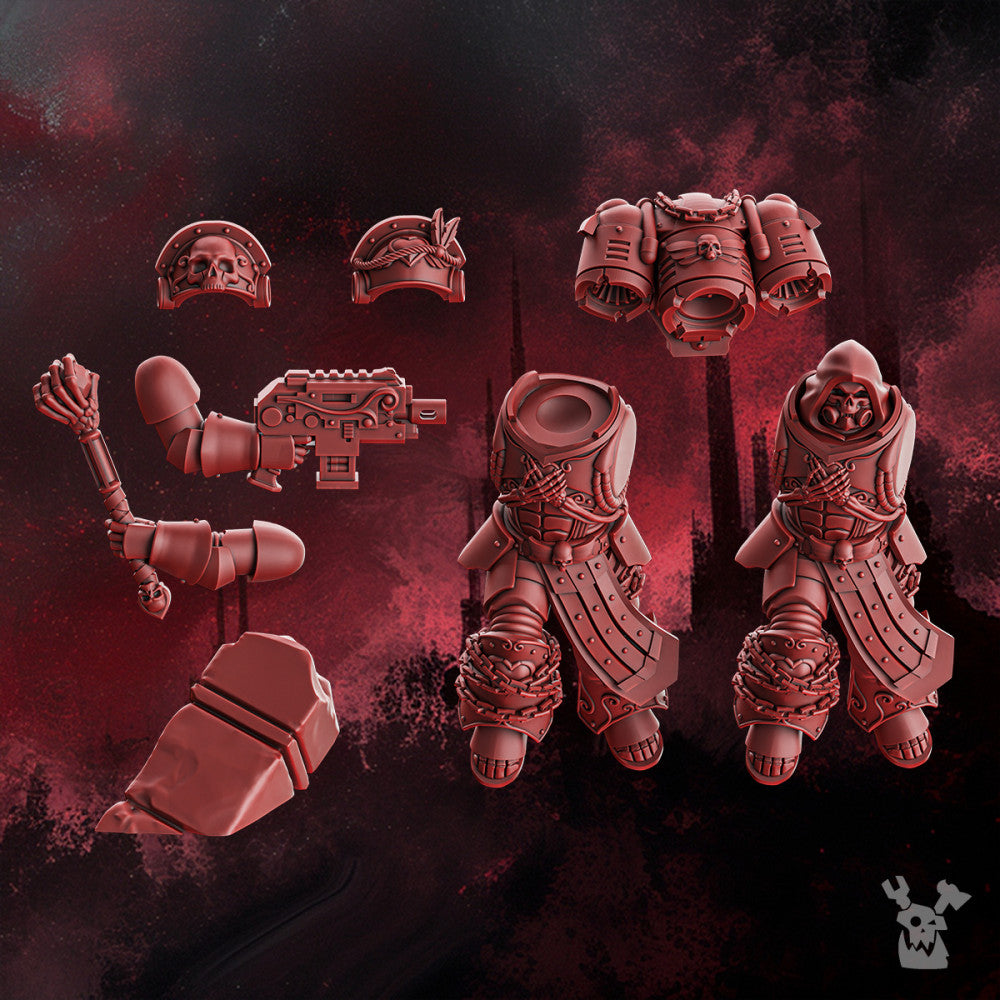 Crimson Knights Lazarus V2, Crimson Knights proxy miniature, 28mm heroic scale unpainted resin