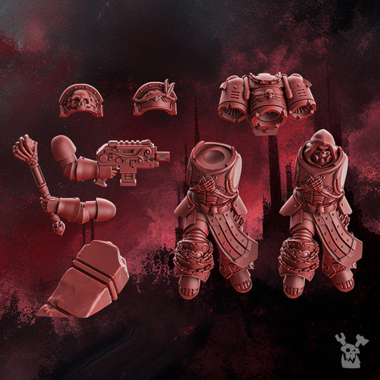 Crimson Knights Lazarus V2, Crimson Knights proxy miniature, 28mm heroic scale unpainted resin