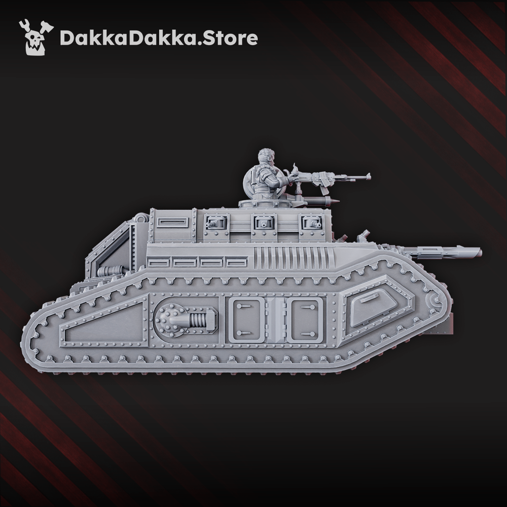 Imperial Army Armored Personnel Carrier Dragon I, Imperial Army proxy miniature, 28mm heroic scale unpainted resin, view 2