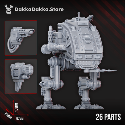 Imperial Army Armored Stompermech, Imperial Army proxy miniature, 28mm heroic scale unpainted resin