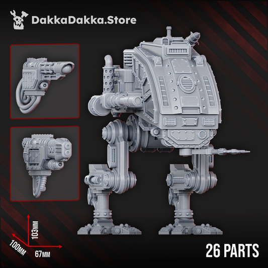 Imperial Army Armored Stompermech, Imperial Army proxy miniature, 28mm heroic scale unpainted resin