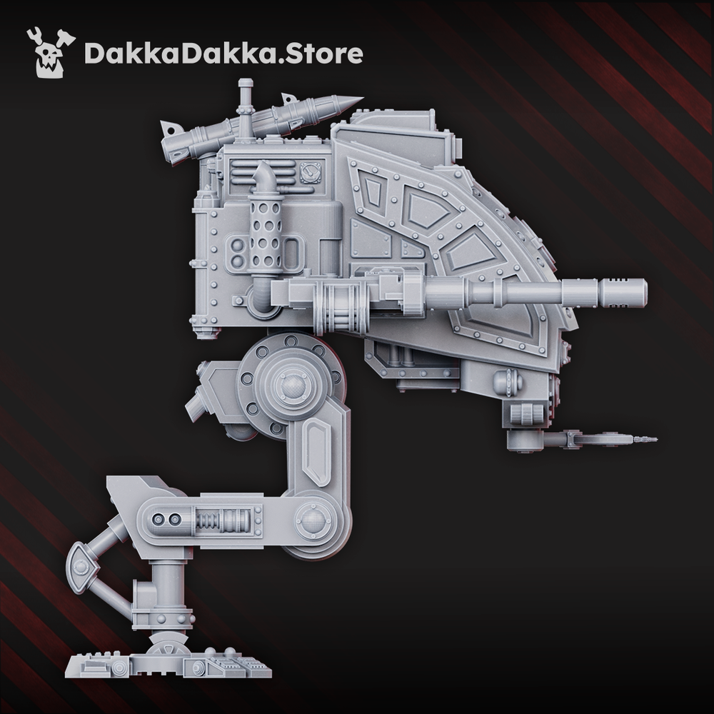 Imperial Army Armored Stompermech, Imperial Army proxy miniature, 28mm heroic scale unpainted resin, view 3