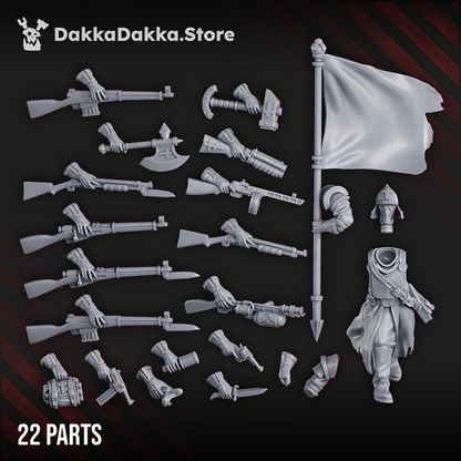 Imperial Army Choragiew Bearer, Imperial Army proxy miniature, 28mm heroic scale unpainted resin, view 6