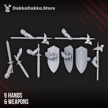 Hooded Knights Dawnguard Sunlight Crusaders x3 (3 Units), Hooded Knights proxy miniature, 28mm heroic scale unpainted resin