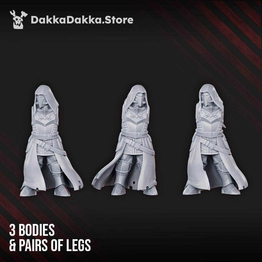 Hooded Knights Dawnguard Sunlight Crusaders x3 (3 Units), Hooded Knights proxy miniature, 28mm heroic scale, view 2