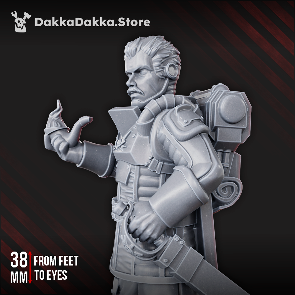 Imperial Army Dawnguard Tank Commander, Imperial Army proxy miniature, 28mm heroic scale unpainted resin