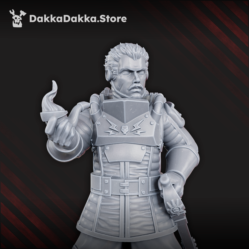 Imperial Army Dawnguard Tank Commander, Imperial Army proxy miniature, 28mm heroic scale unpainted resin, view 2