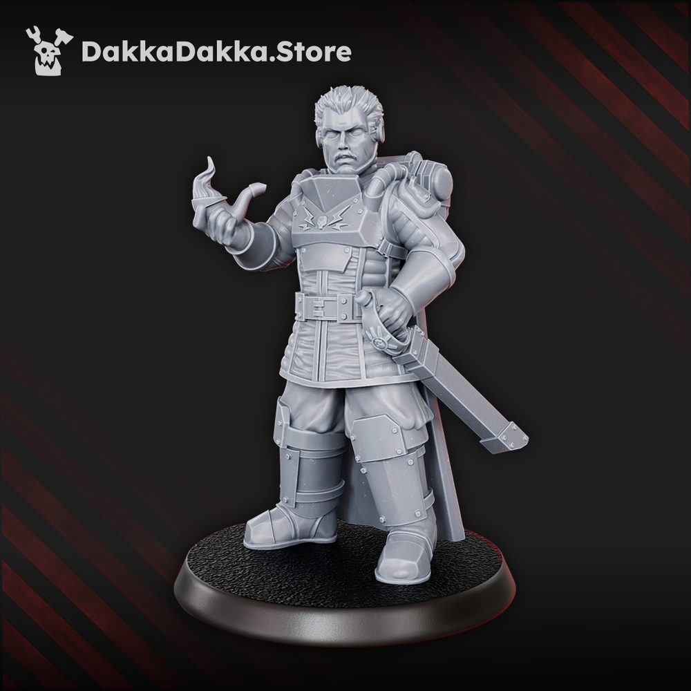 Imperial Army Dawnguard Tank Commander, Imperial Army proxy miniature, 28mm heroic scale unpainted resin, view 3