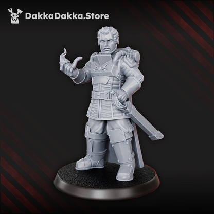 Imperial Army Dawnguard Tank Commander, Imperial Army proxy miniature, 28mm heroic scale unpainted resin, view 3