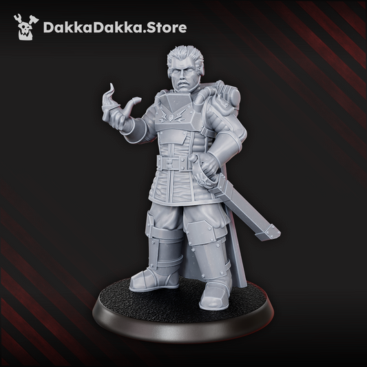 Imperial Army Dawnguard Tank Commander, Imperial Army proxy miniature, 28mm heroic scale unpainted resin, view 3