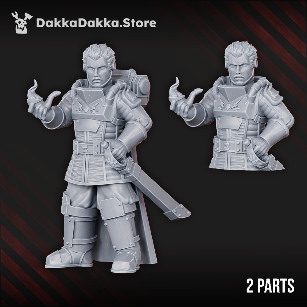 Imperial Army Dawnguard Tank Commander, Imperial Army proxy miniature, 28mm heroic scale unpainted resin, view 5