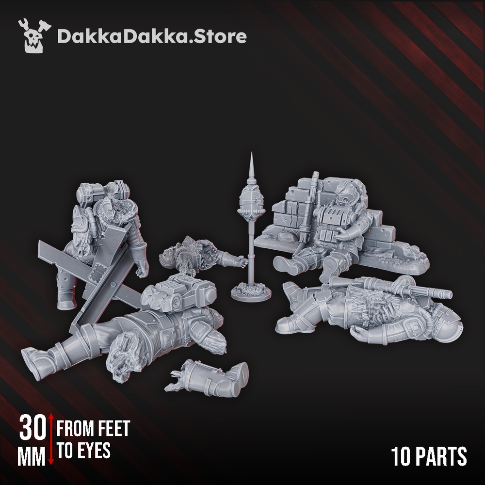 Imperial Army Fallen Dawnguard Soldiers, Imperial Army proxy miniature, 28mm heroic scale unpainted resin