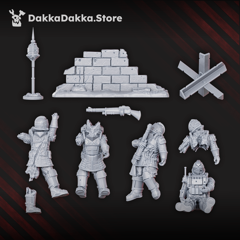 Imperial Army Fallen Dawnguard Soldiers, Imperial Army proxy miniature, 28mm heroic scale unpainted resin, view 3