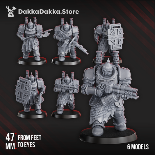 Trench Warfare Heavy Bogatyr Squad x6 (6 Units), Trench Warfare proxy miniature, 28mm heroic scale unpainted resin, view 3
