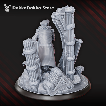 Imperial Army Lord Laberius Solis, Imperial Army proxy miniature, 28mm heroic scale unpainted resin, view 3