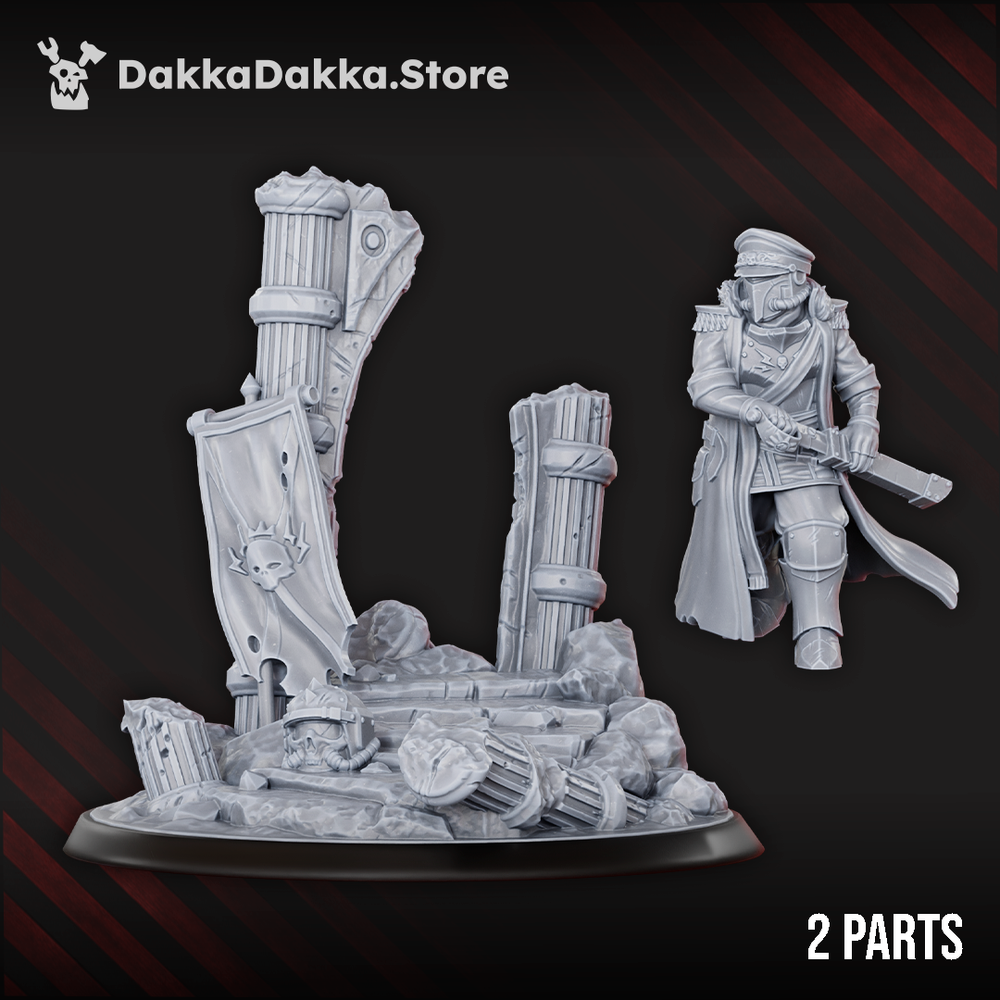 Imperial Army Lord Laberius Solis, Imperial Army proxy miniature, 28mm heroic scale unpainted resin, view 4