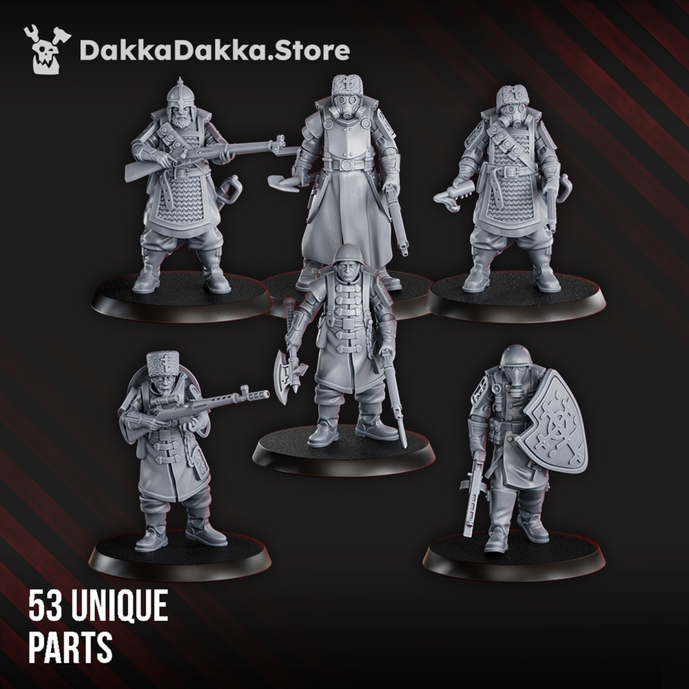 Imperial Army Red Druzhina (Build Kit), Imperial Army proxy miniature, 28mm heroic scale unpainted resin, view 2