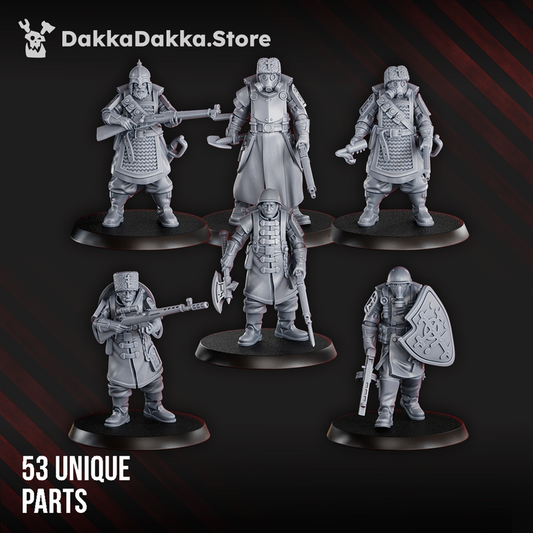 Imperial Army Red Druzhina (Build Kit), Imperial Army proxy miniature, 28mm heroic scale unpainted resin, view 2