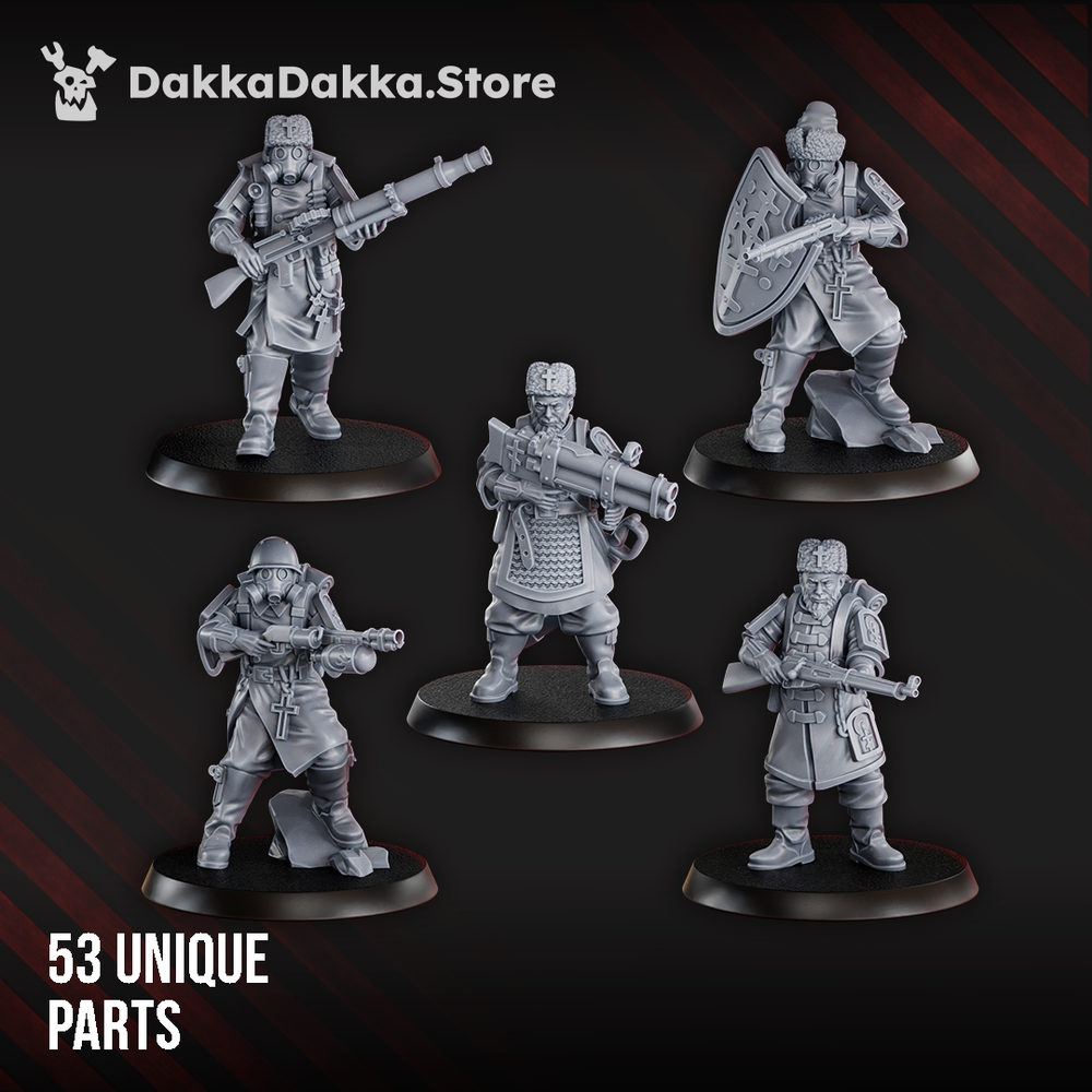 Imperial Army Red Druzhina (Build Kit), Imperial Army proxy miniature, 28mm heroic scale unpainted resin, view 4