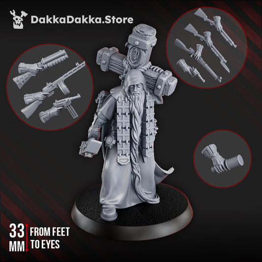 Trench Warfare Schemonk Avvakum, Trench Warfare proxy miniature, 28mm heroic scale unpainted resin, view 3