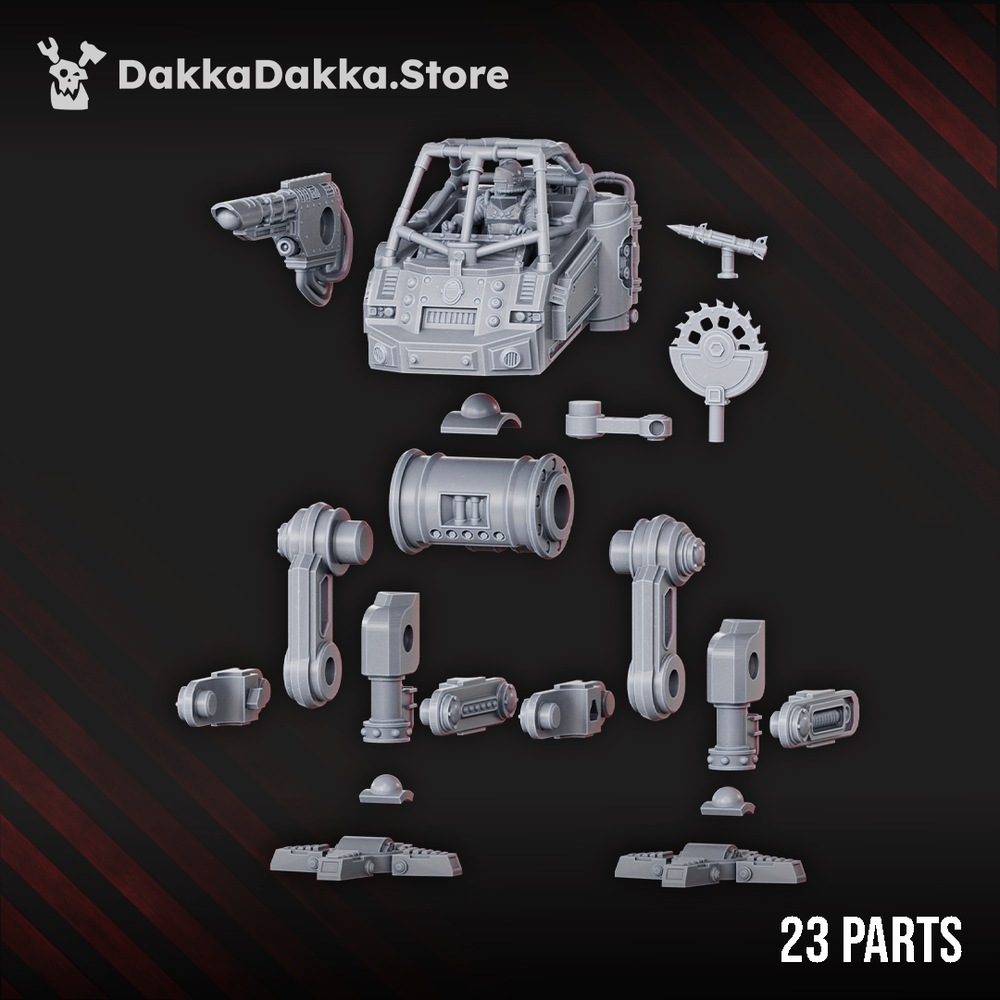 Imperial Army Scout Stompermech, Imperial Army proxy miniature, 28mm heroic scale unpainted resin, view 4