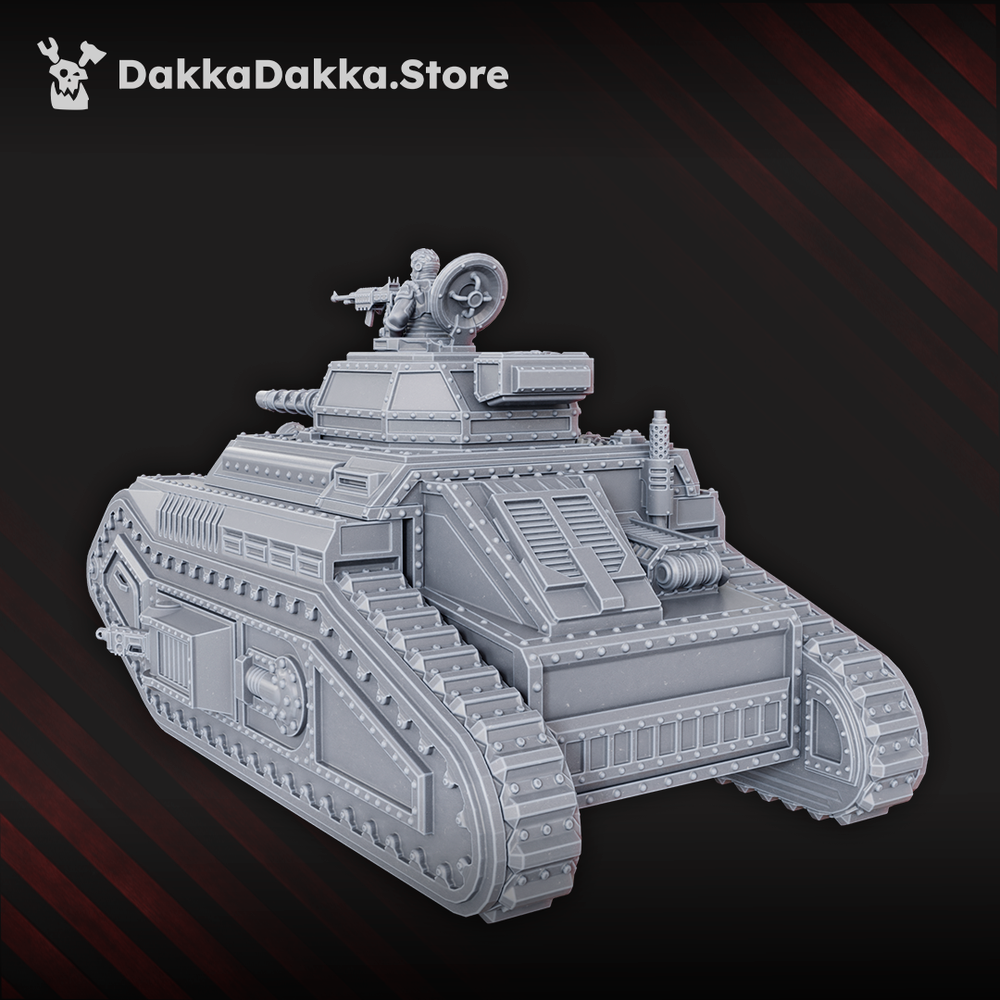 Imperial Army Support Battle Tank Dragon III, Imperial Army proxy miniature, 28mm heroic scale unpainted resin, view 3
