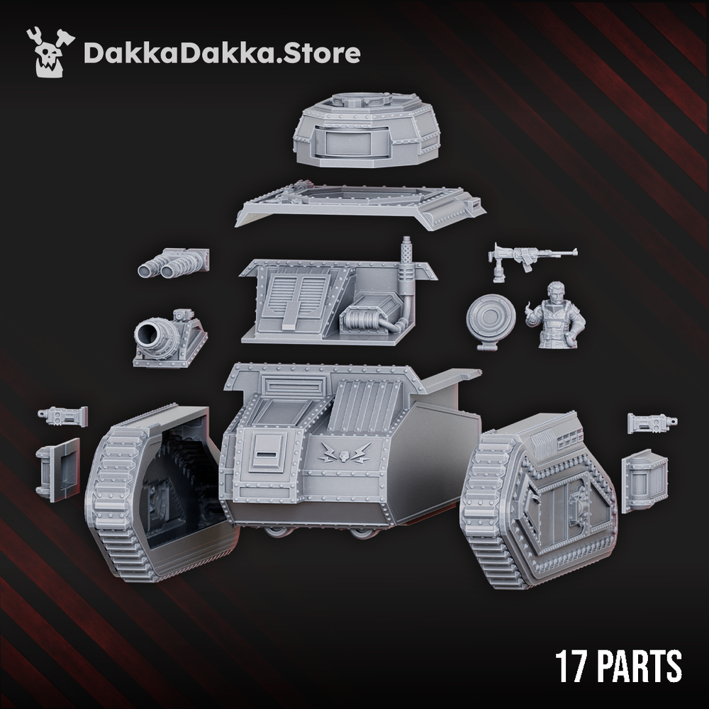 Imperial Army Support Battle Tank Dragon III, Imperial Army proxy miniature, 28mm heroic scale unpainted resin, view 4