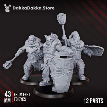Mutant Uprising Vulture Ogres x3 (3 Units), Mutant Uprising proxy miniature, 28mm heroic scale unpainted resin, view 3