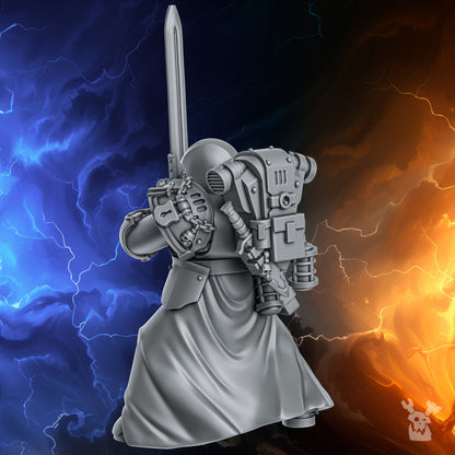 Hooded Knights Millennium Wars Promo Model, Hooded Knights proxy miniature, 28mm heroic scale unpainted resin, view 2