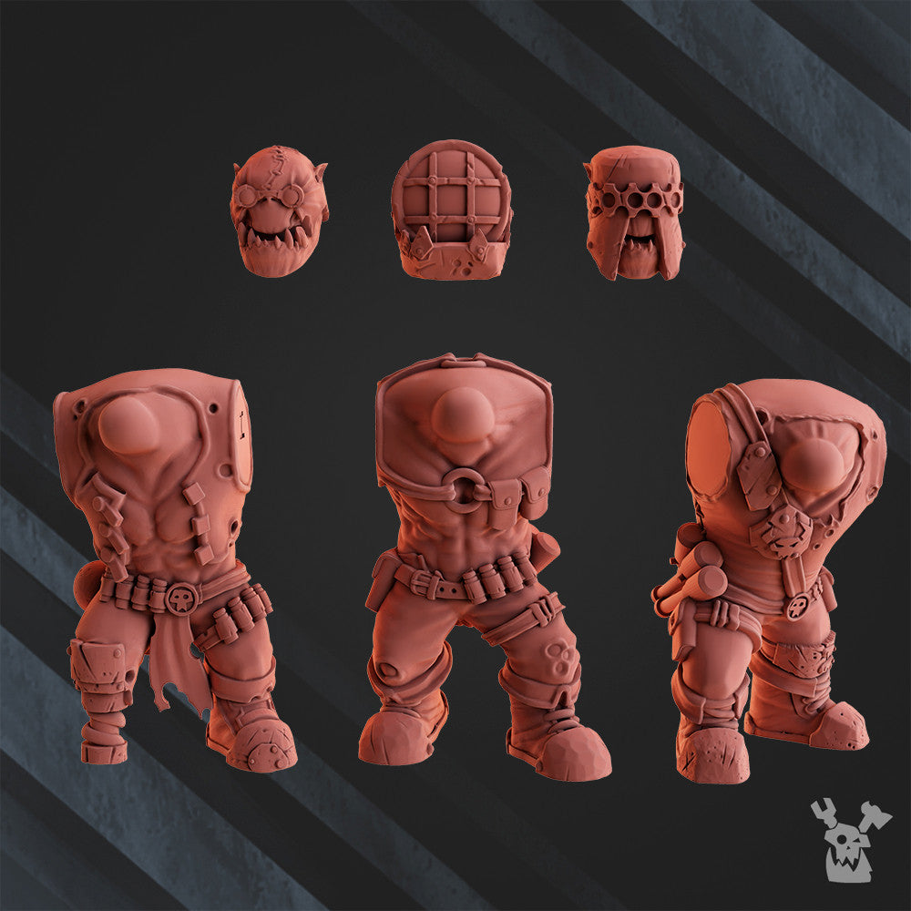 Orks Big Megashoota Boyz, Orks proxy miniature, 28mm heroic scale unpainted resin, view 2