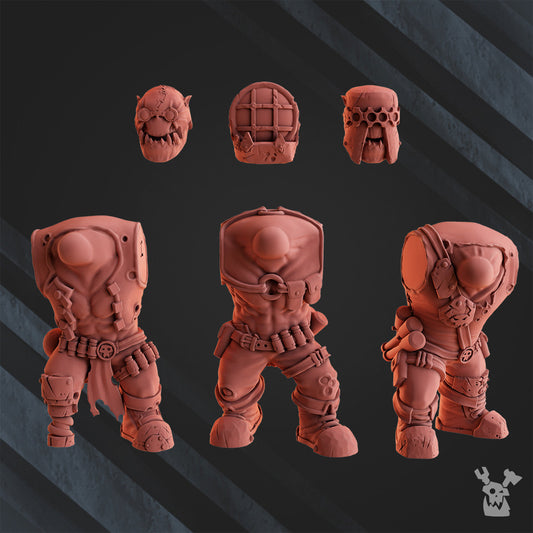 Orks Big Megashoota Boyz, Orks proxy miniature, 28mm heroic scale unpainted resin, view 2