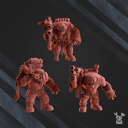 Orks Big Megashoota Boyz, Orks proxy miniature, 28mm heroic scale unpainted resin, view 3