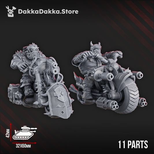 Orks Hot Wheelz Posse, Orks proxy miniature, 28mm heroic scale unpainted resin