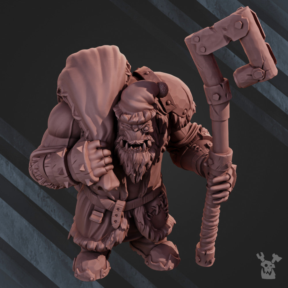 Orks X-Maz Boss, Orks proxy miniature, 28mm heroic scale unpainted resin, view 2