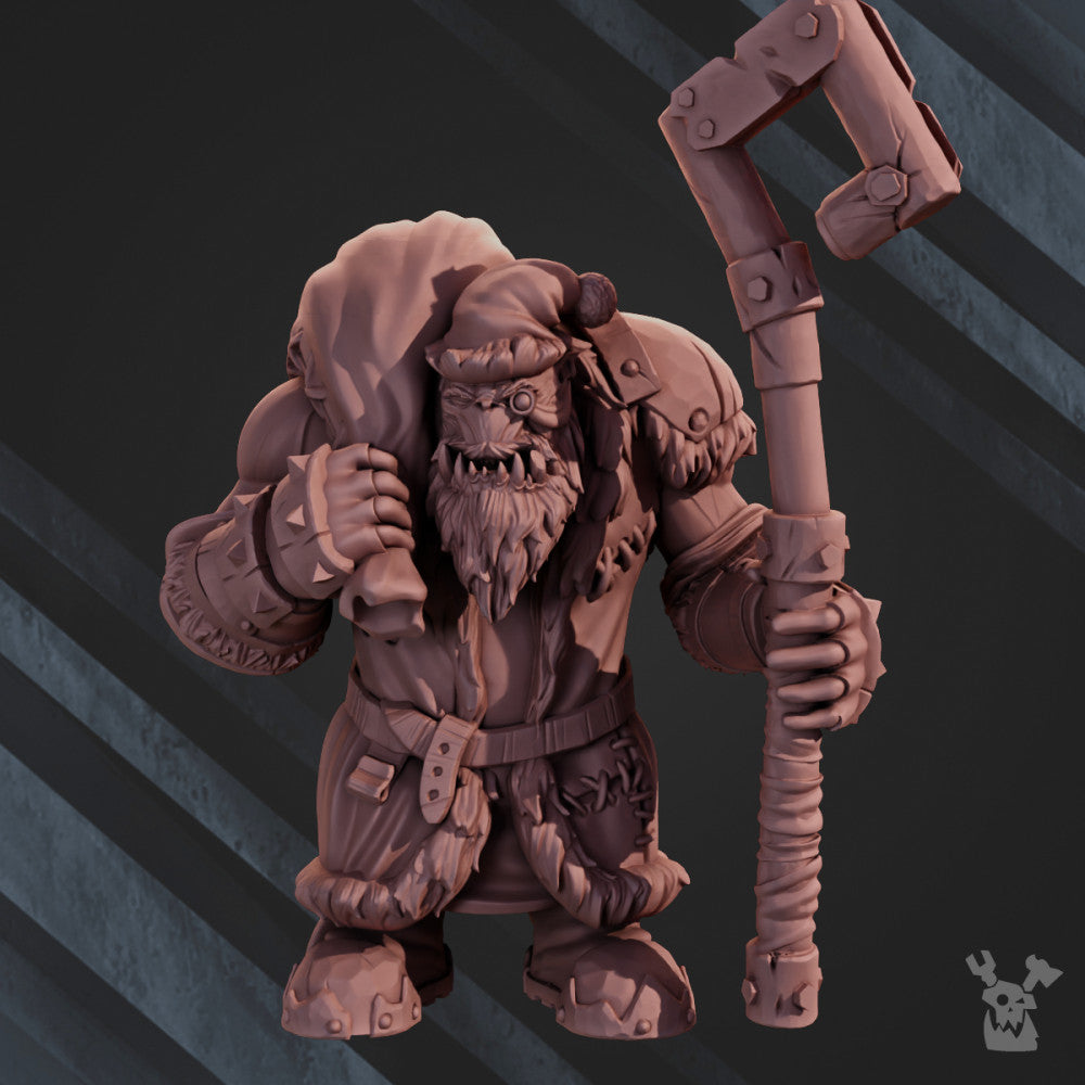 Orks X-Maz Boss, Orks proxy miniature, 28mm heroic scale unpainted resin, view 3