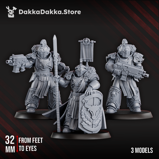 Space Knights Bullwhip Clan Warriors (x3) - Prime Armored Battleline Squad of Space Knights (3 Units), Space Knights, view 3
