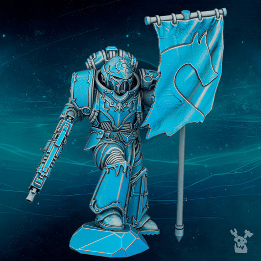 Imperial Army Scylla Banner Guy Bob, Imperial Army proxy miniature, 28mm heroic scale unpainted resin