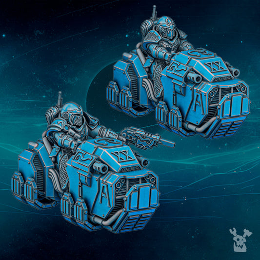 Imperial Army Scylla Bikers (Build Kit), Imperial Army proxy miniature, 28mm heroic scale unpainted resin, view 3