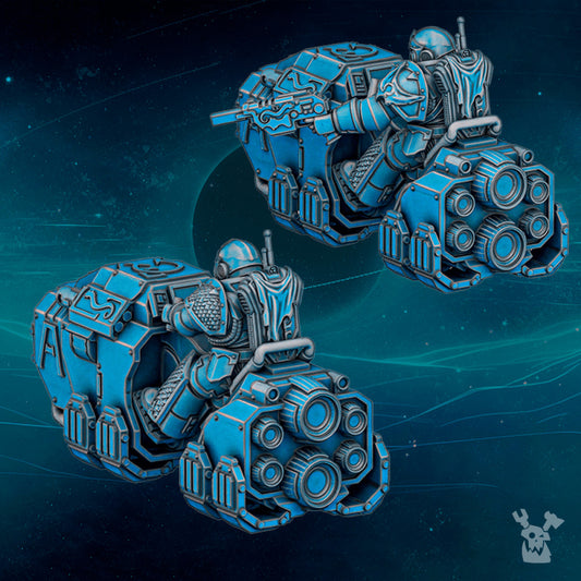 Imperial Army Scylla Bikers (Build Kit), Imperial Army proxy miniature, 28mm heroic scale unpainted resin, view 4