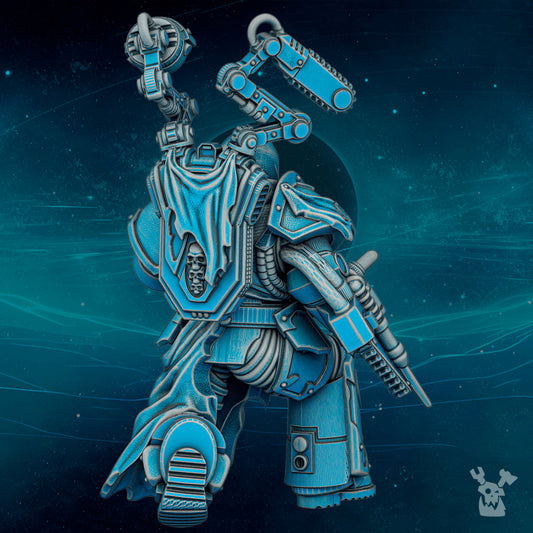 Imperial Army Scylla Cauros Apothecary, Imperial Army proxy miniature, 28mm heroic scale unpainted resin, view 2