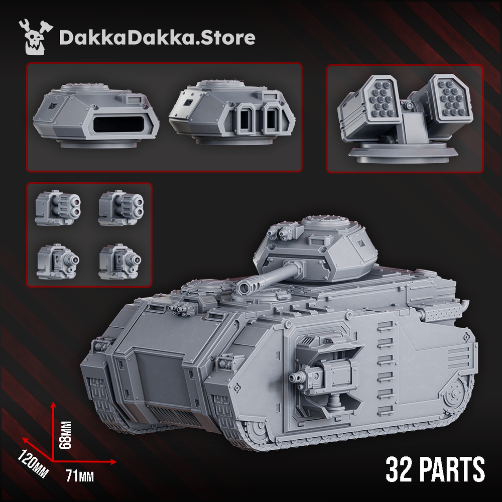 Space Knights APC - Armored Personnel Carrier Tank, Space Knights proxy miniature, 28mm heroic scale unpainted resin, view 4