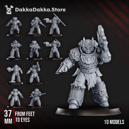 Space Knights White Megalodon Clan Warriors (x10) - Prime Armored Battleline Squad of Space Knights (10 Units), Space